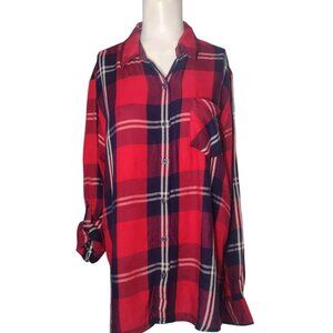 Woolrich Women's Plaid Flannel Shirt Size XL Roll Tab Cabincore Outdoor Pocket